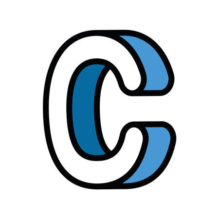 3d c letter design, lettering typography retro and comic theme Vector illustrationのイラスト素材