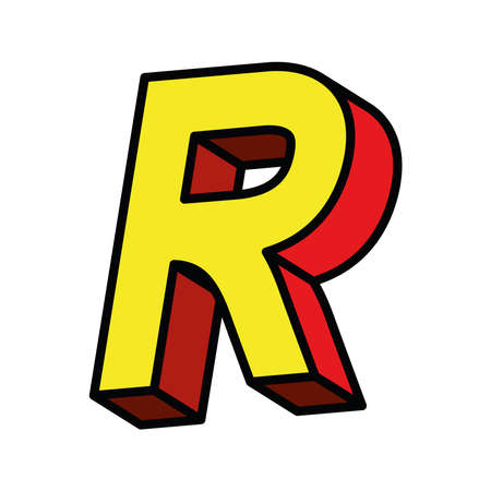3d r letter design, lettering typography retro and comic theme Vector illustrationのイラスト素材
