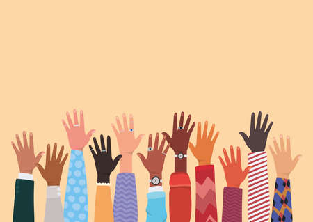diversity of open hands up design, people multiethnic race and community theme Vector illustrationのイラスト素材