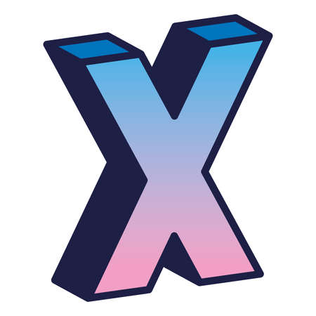 3d x letter design, lettering typography retro and comic theme Vector illustrationのイラスト素材