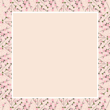 flowers buds painting around frame design, natural floral nature plant ornament garden decoration and botany theme Vector illustrationのイラスト素材