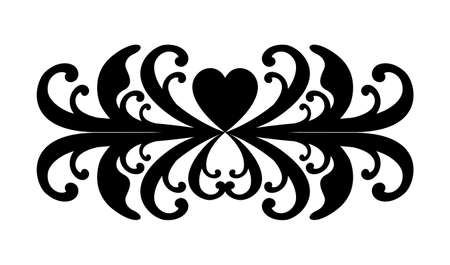 black ornament in heart shaped design of Decorative element theme Vector illustrationのイラスト素材