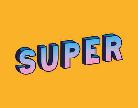 3d super lettering on orange background design, typography retro and comic theme Vector illustration