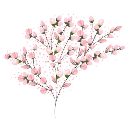 pink buds flowers bouquet painting design, natural floral nature plant ornament garden decoration and botany theme Vector illustrationのイラスト素材