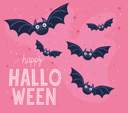 Halloween bats cartoons design, Holiday and scary theme Vector illustration