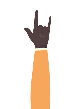 rock sign with black hand design, diversity people multiethnic race and community theme Vector illustrationのイラスト素材