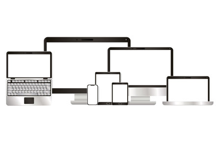 Computer laptop tablet and smartphone design, Digital technology and communication theme Vector illustrationのイラスト素材