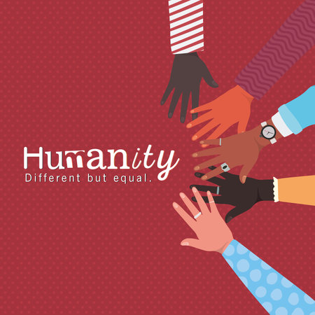 humanity different but equal and diversity hands touching each other design, people multiethnic race...
