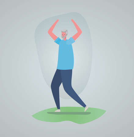 Senior man cartoon on gray background design, grandfather and old male person theme Vector illustrationのイラスト素材