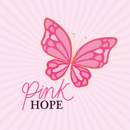 butterfly of pink hope design, Breast cancer awareness theme Vector illustrationのイラスト素材