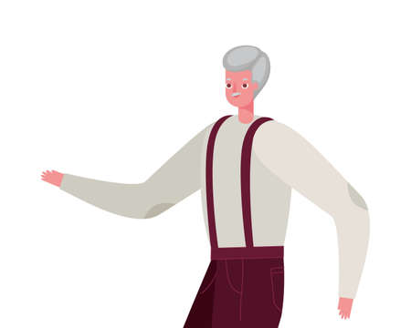 Senior man cartoon with traditional cloth design, grandfather and old male person theme Vector illustrationのイラスト素材