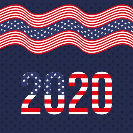 2020 with usa flag design, President election vote government and campaign theme Vector illustrationのイラスト素材