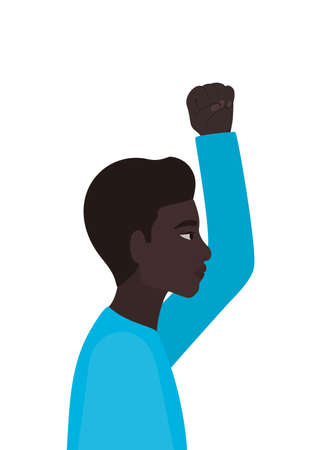 man cartoon with fist up in side view design, Manifestation protest and demonstration theme Vector illustrationのイラスト素材