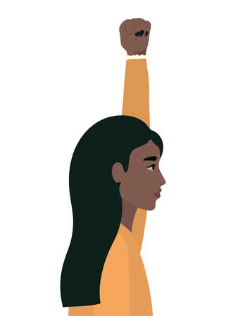 woman cartoon and fist up in side view design, Manifestation protest and demonstration theme Vector illustrationのイラスト素材