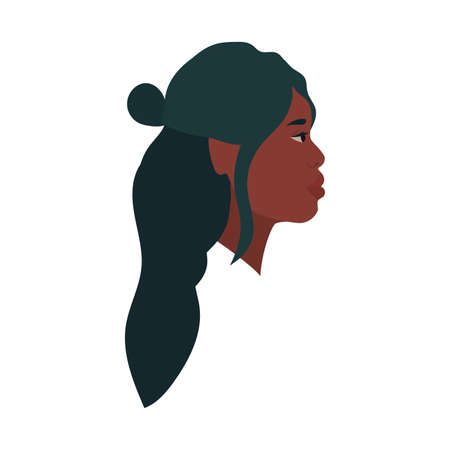 woman cartoon in side view design, Girl female person people human and social media theme Vector illustrationのイラスト素材