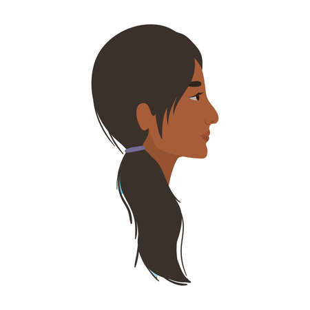 indian woman cartoon in side view design, Girl female person people human and social media theme Vector illustrationのイラスト素材