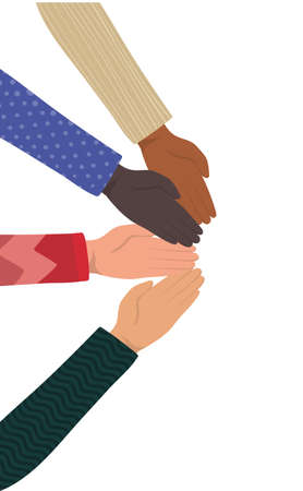 open hands of different types of skins design, diversity people multiethnic race and community theme Vector illustrationのイラスト素材