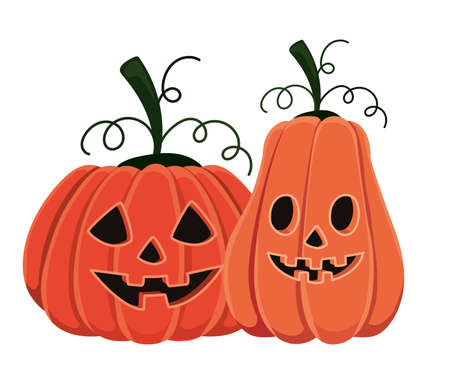 Halloween pumpkins cartoons design, Holiday and scary theme Vector illustrationのイラスト素材