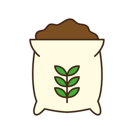 earth bag line and fill style icon design, agronomy farm lifestyle agriculture harvest rural farming and country theme Vector illustrationのイラスト素材