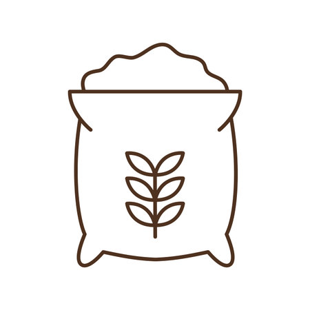 earth bag line style icon design, agronomy farm lifestyle agriculture harvest rural farming and country theme Vector illustrationのイラスト素材