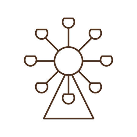 Circus wheel line style icon, Carnival show event entertainment festival party holiday festivity and invitation theme Vector illustrationのイラスト素材