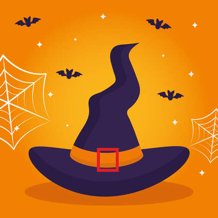 Halloween hat with bats design, Holiday and scary theme Vector illustrationのイラスト素材