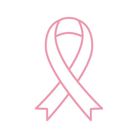 ribbon line style icon design, breast cancer awareness campaign and prevention theme Vector illustrationのイラスト素材