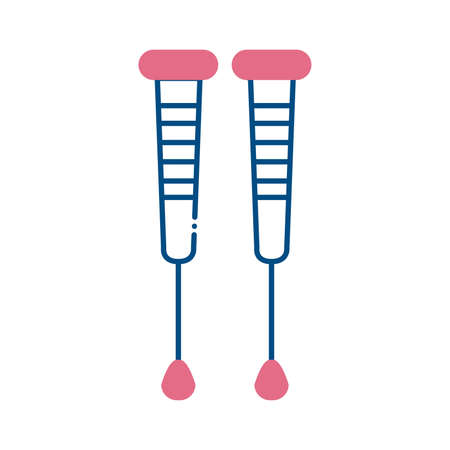 crutches line style icon of Handicapped disability and medical theme Vector illustrationのイラスト素材