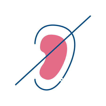 deaf ear line style icon of Handicapped disability and medical theme Vector illustrationのイラスト素材