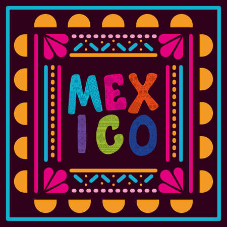 Mexico in frame design, Mexican culture tourism landmark latin and party theme Vector illustrationのイラスト素材