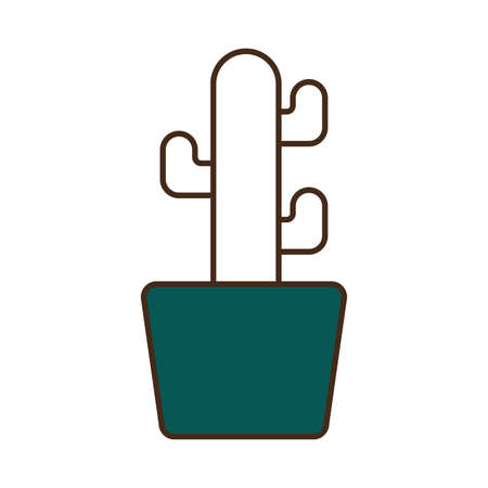 Cactus inside pot line and fill style icon design, Plant desert nature tropical summer mexico and western theme Vector illustrationのイラスト素材