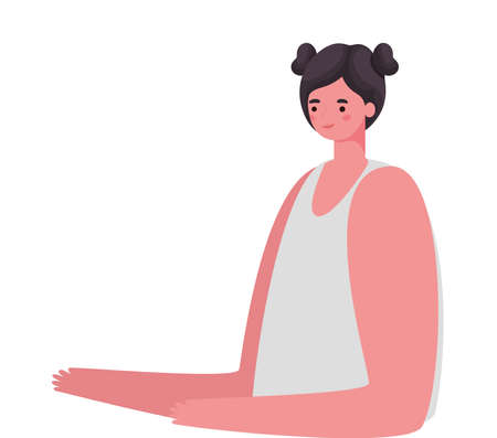 black hair woman cartoon design, Girl female person people human and social media theme Vector illustrationのイラスト素材