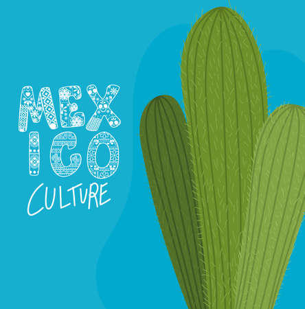 Mexico culture with cactus design, Mexican tourism landmark latin and party theme Vector illustrationのイラスト素材