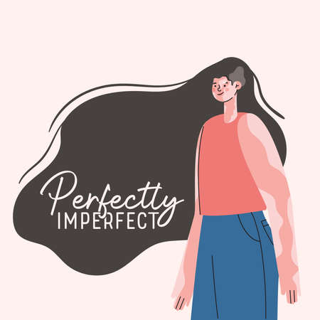 perfectly imperfect vitiligo woman cartoon design, Love and care yourself theme Vector illustrationのイラスト素材