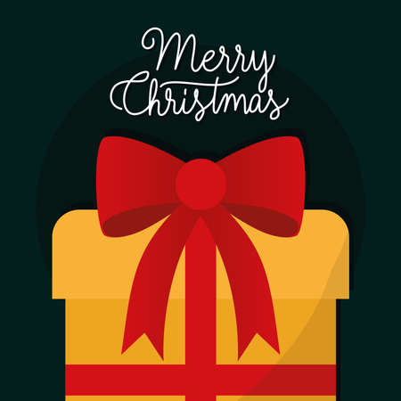 merry christmas gift with bowtie design, winter season and decoration theme Vector illustrationのイラスト素材