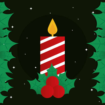 merry christmas striped candle design, winter season and decoration theme Vector illustrationのイラスト素材
