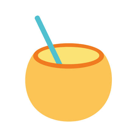Coconut cocktail flat style icon design, Alcohol drink bar and beverage theme Vector illustrationのイラスト素材