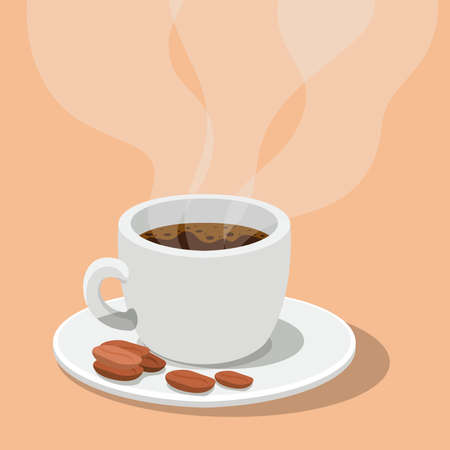 coffee cup with beans design of drink caffeine breakfast and beverage theme Vector illustrationのイラスト素材