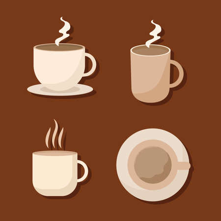 coffee set of icons design of drink caffeine breakfast and beverage theme Vector illustrationのイラスト素材