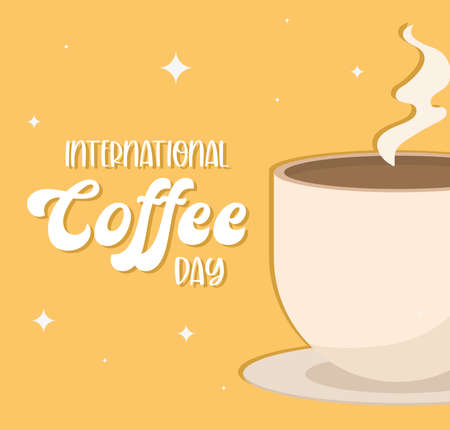 international coffee day with hot cup design of drink caffeine breakfast and beverage theme Vector illustrationのイラスト素材