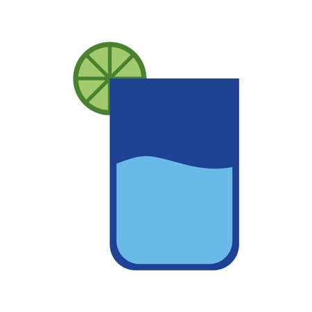 Cocktail glass with lemon flat style icon design, Alcohol drink bar and beverage theme Vector illustrationのイラスト素材