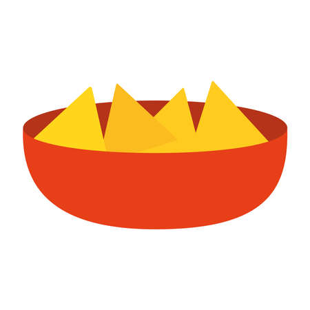 Mexican nachos bowl flat style icon design, Mexico culture theme Vector illustrationのイラスト素材