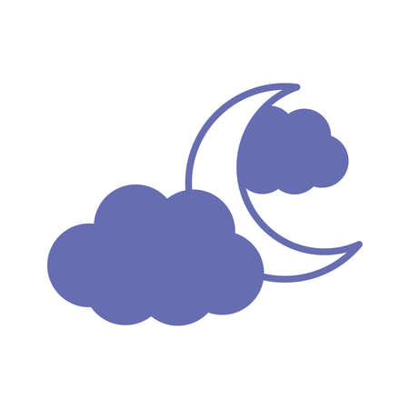 Moon with clouds line and fill style icon of night bedtime sky space moonlight nature light lunar and science theme Vector illustrationのイラスト素材
