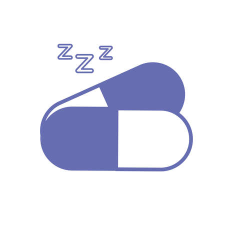 sleeping pills line and fill style icon design, insomnia sleep and night theme Vector illustrationのイラスト素材