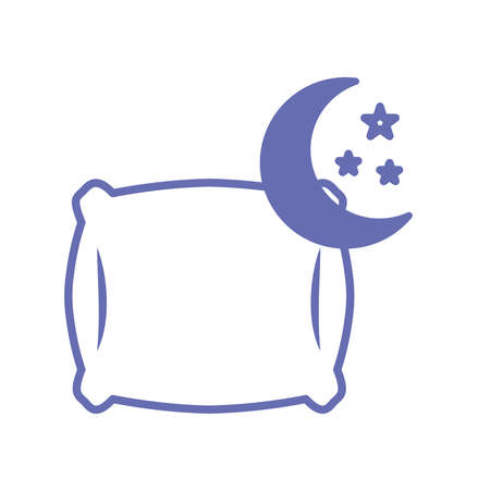 sleeping pillow with moon and stars line and fill style icon design, insomnia sleep and night theme Vector illustrationのイラスト素材