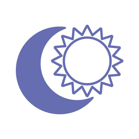 moon and sun line and fill style icon design, insomnia sleep and night theme Vector illustrationのイラスト素材