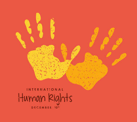 international human rights two hands prints design, december 10 theme Vector illustrationのイラスト素材
