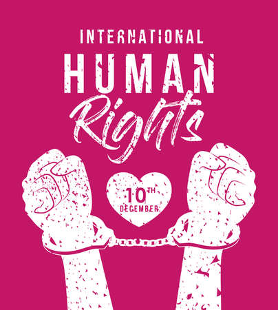 international human rights and hands with cuffs design, december 10 theme Vector illustrationのイラスト素材