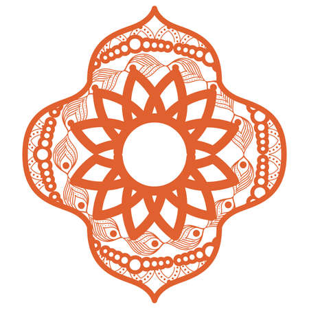 Mandala in frame orange design of Bohemic ornament indian and decoration theme Vector illustrationのイラスト素材