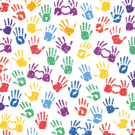 multicolored hands with hearts prints design of People arm and finger theme Vector illustrationのイラスト素材